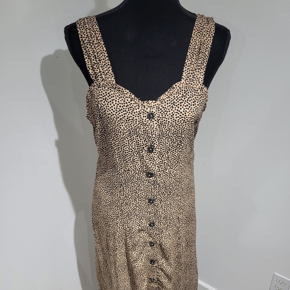 Dex Women's Sweetheart Neck Leopard Spot Buttoned Maxi Dress Small Brown Black - Picture 6 of 11